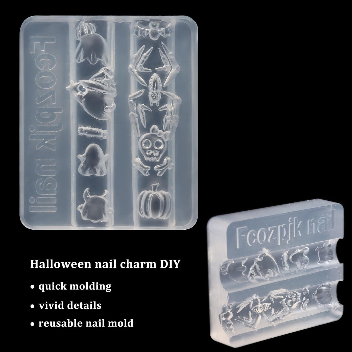 Silicone Nail Art Molds: 3D Bat and Spider
