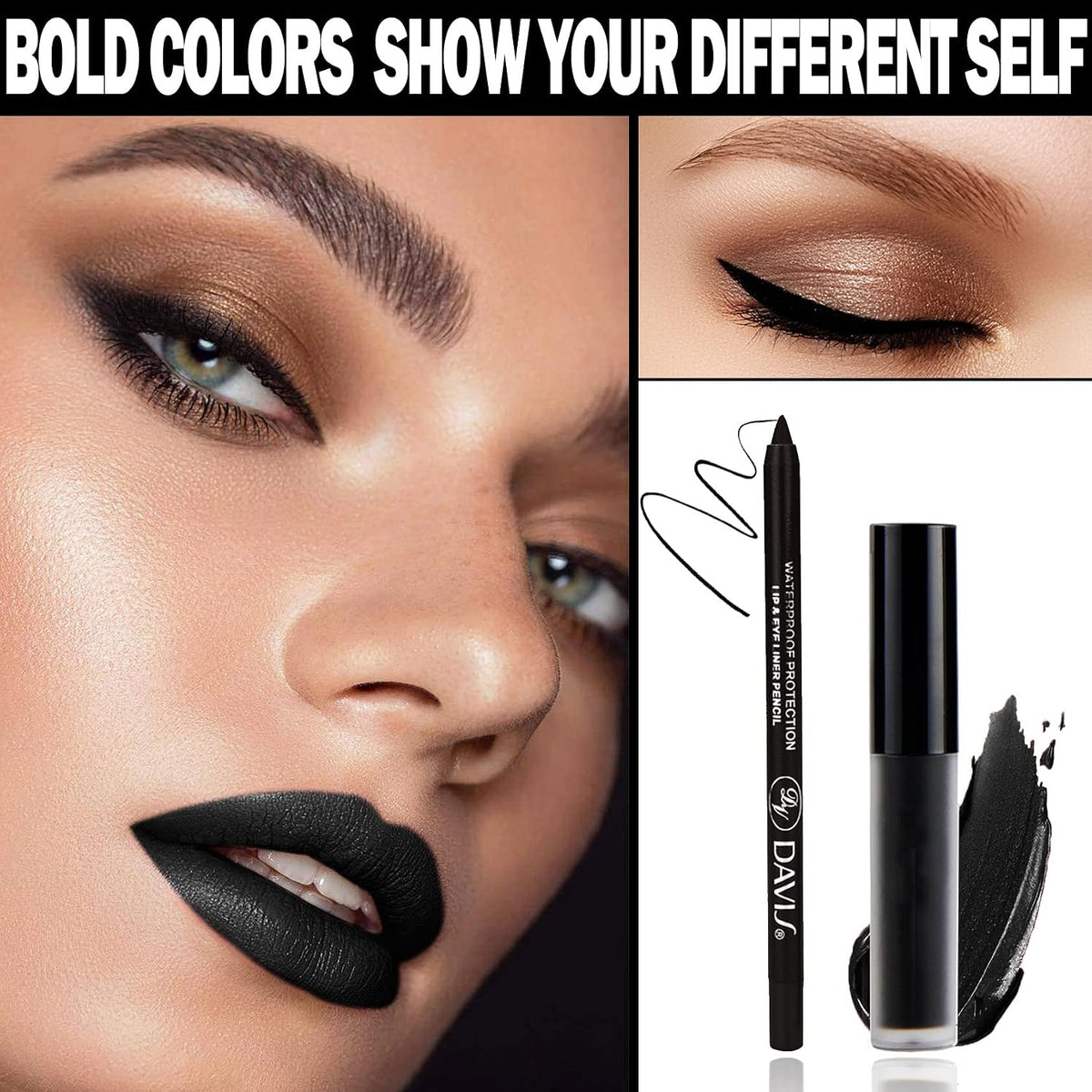 Matte Black Velvet Lipstick and Liner Set