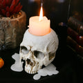 Skull Tealight Candle Holder - Antique White Resin