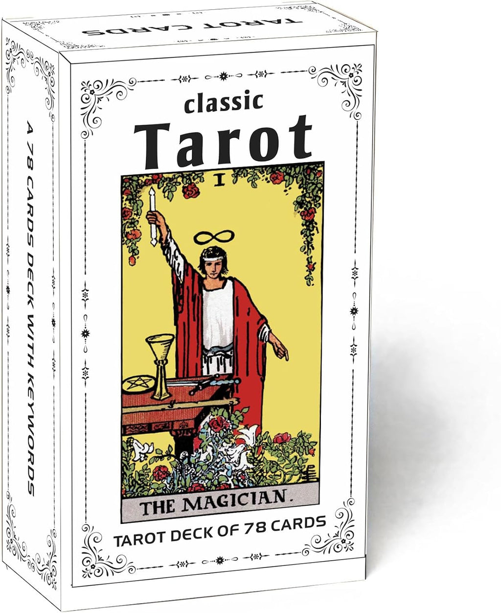 Classic Black Tarot Deck - 78 Cards with Meanings Printed on Them