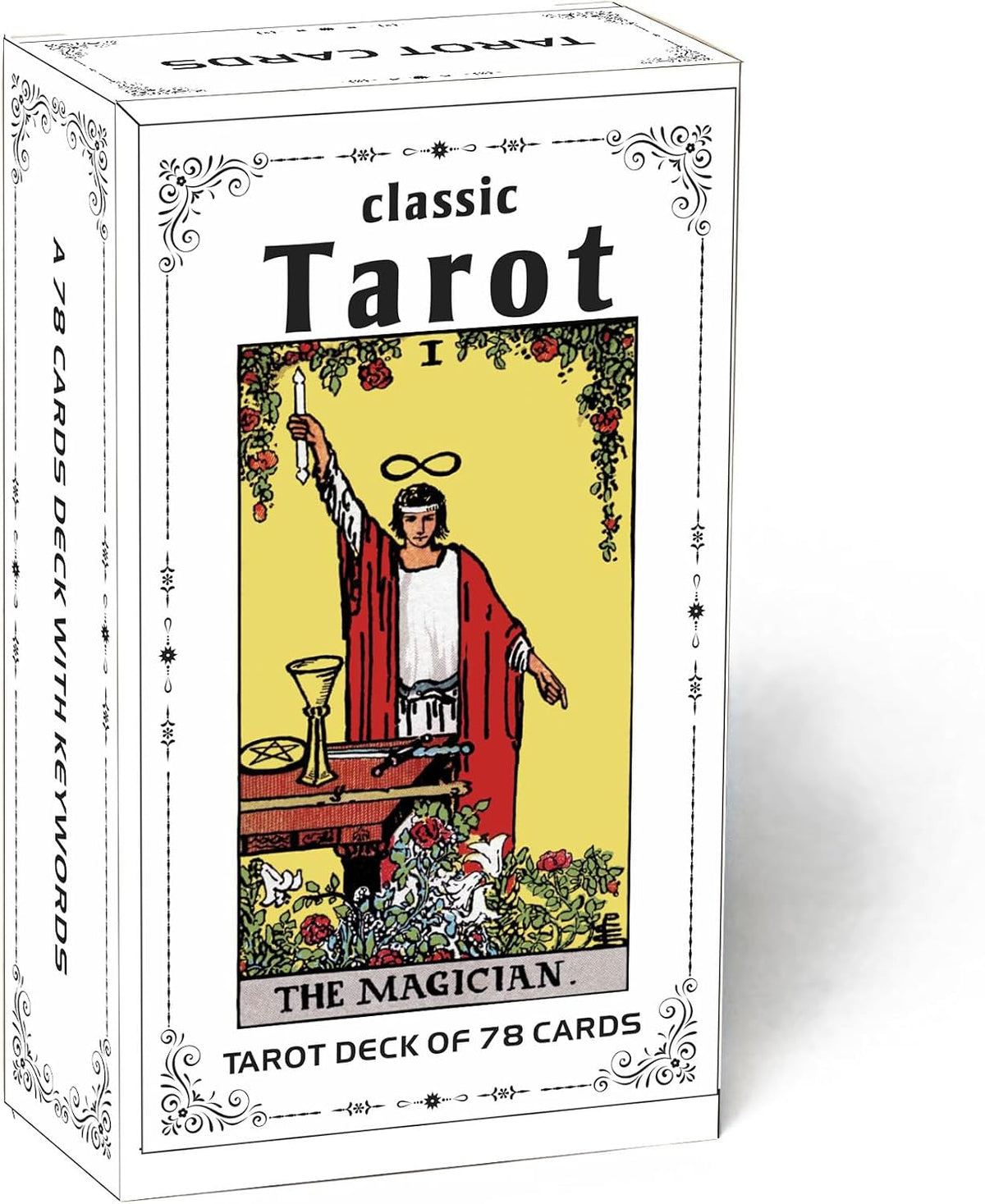 Classic Black Tarot Deck - 78 Cards with Meanings Printed on Them