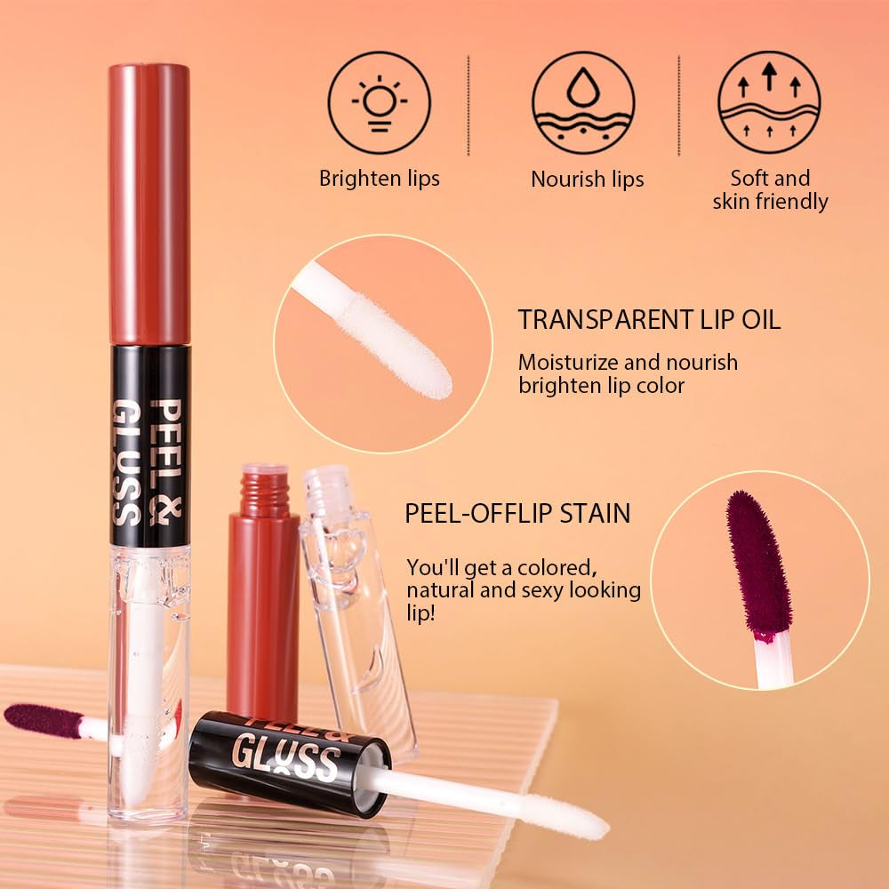 Dark Raspberry Peel-Off Lip Stain and Lip Oil Duo