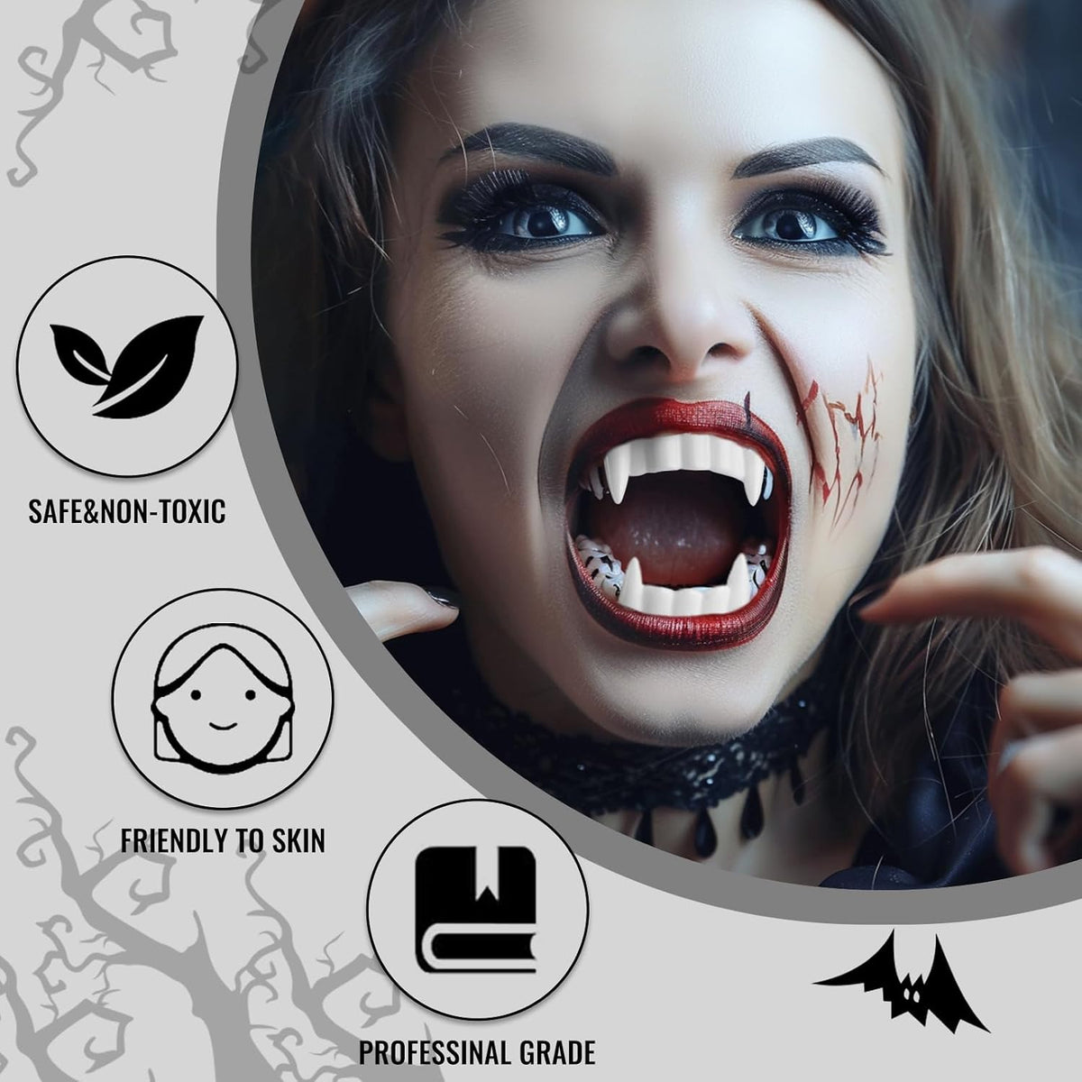 Vampire Makeup Kit with Fake Blood and Teeth