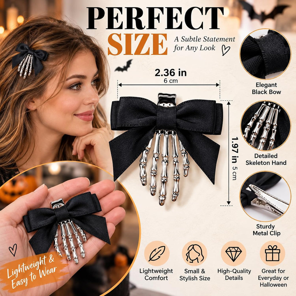 Skeleton Hand Hair Claw Clips, 2 Piece