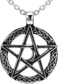 Pentacle Moon Pendant Necklace - Stainless Steel