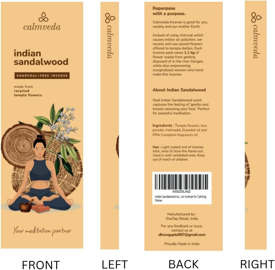 Indian Sandalwood Incense Sticks, 80 Pack