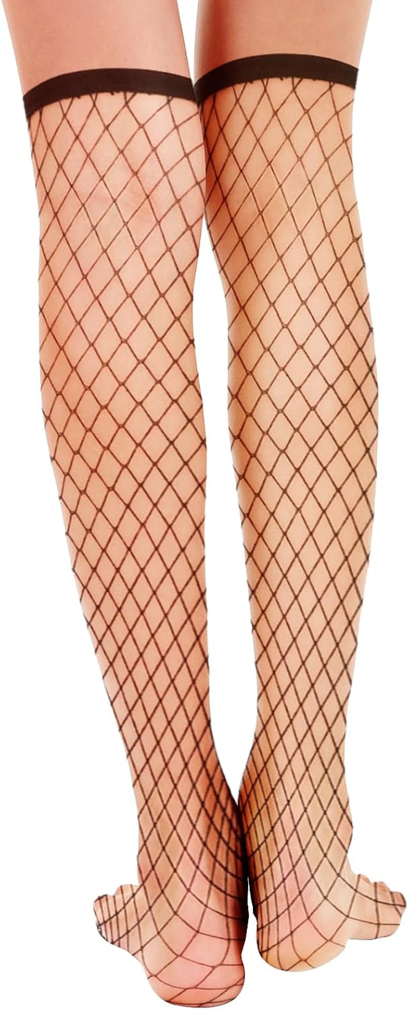 Black Fishnet Knee High Stockings, 4 Pair