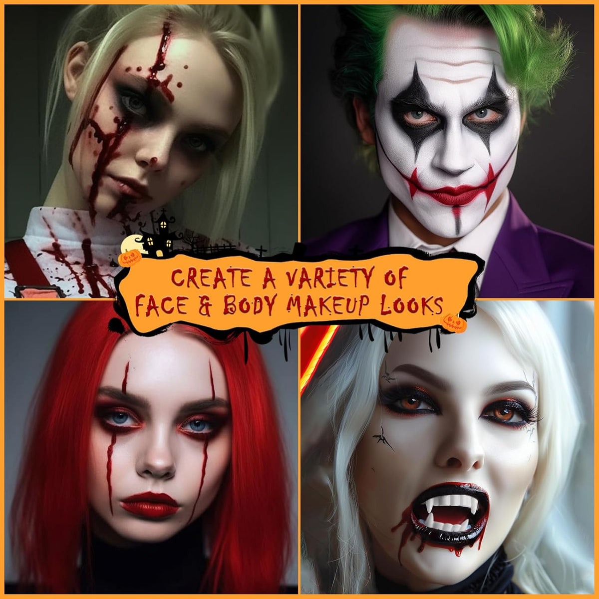 Vampire Makeup Kit with Fake Blood and Teeth