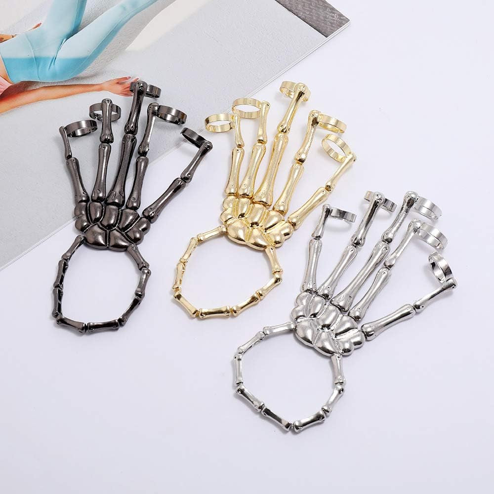 Skeleton Bone Hand Bracelet and Ring Set