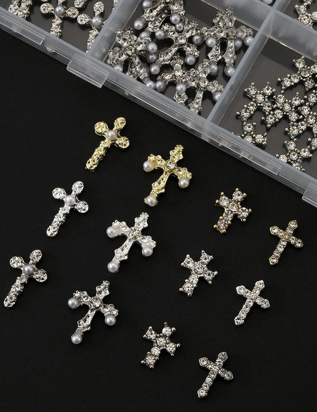 120 Piece 3D Metal Cross Nail Charms