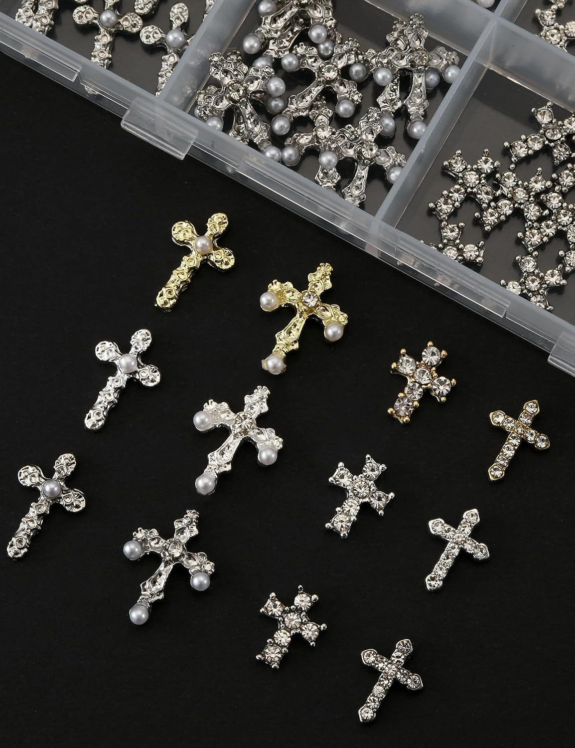120 Piece 3D Metal Cross Nail Charms