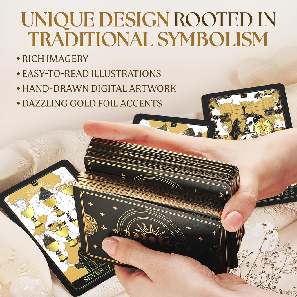 Gold Tarot Deck - Gilded Edges with 200-Page Guidebook