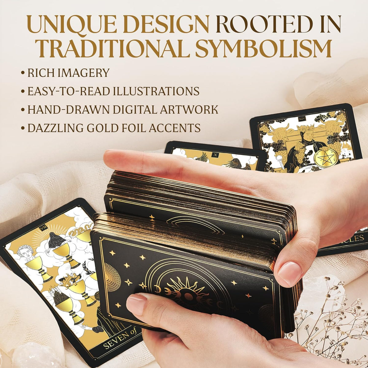 Gold Tarot Deck - Gilded Edges with 200-Page Guidebook