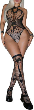 Women'S 2 Piece Lingerie Set Goth Spiderweb Babydolls Set