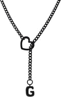 Black Heart Slip Chain Necklace - Stainless Steel
