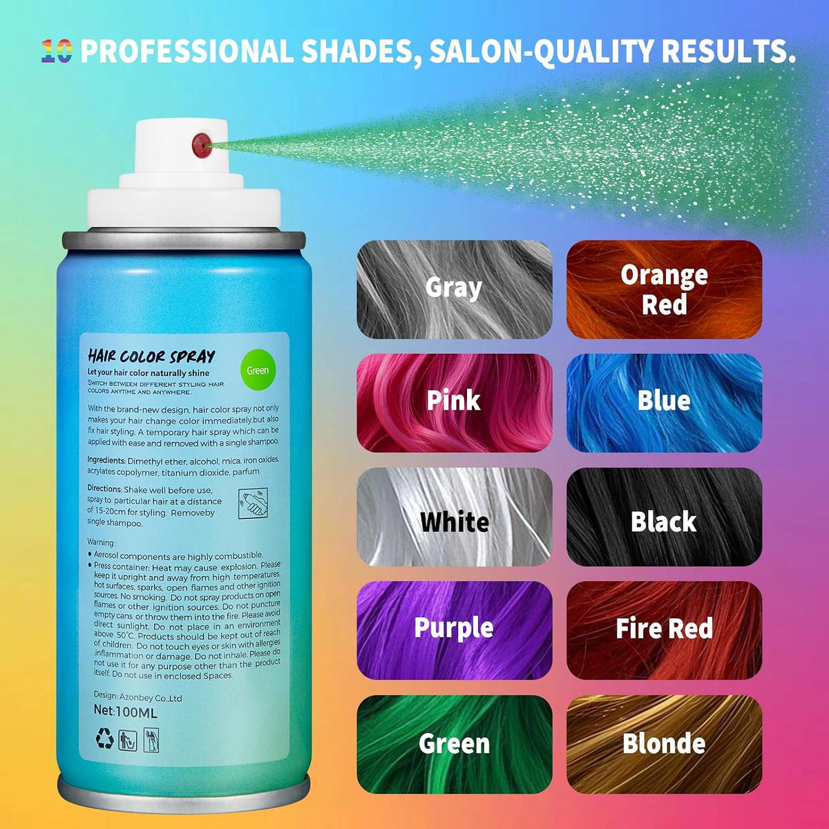 Green Temporary Hair Color Spray