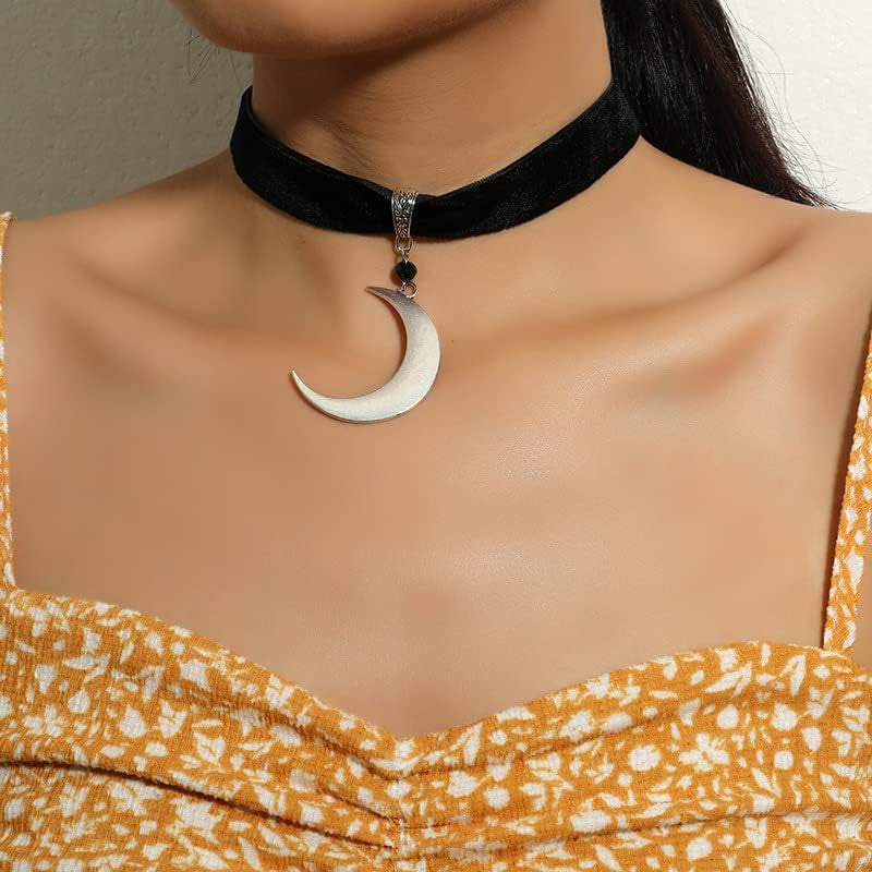 Dark Moon Choker Necklace - Black