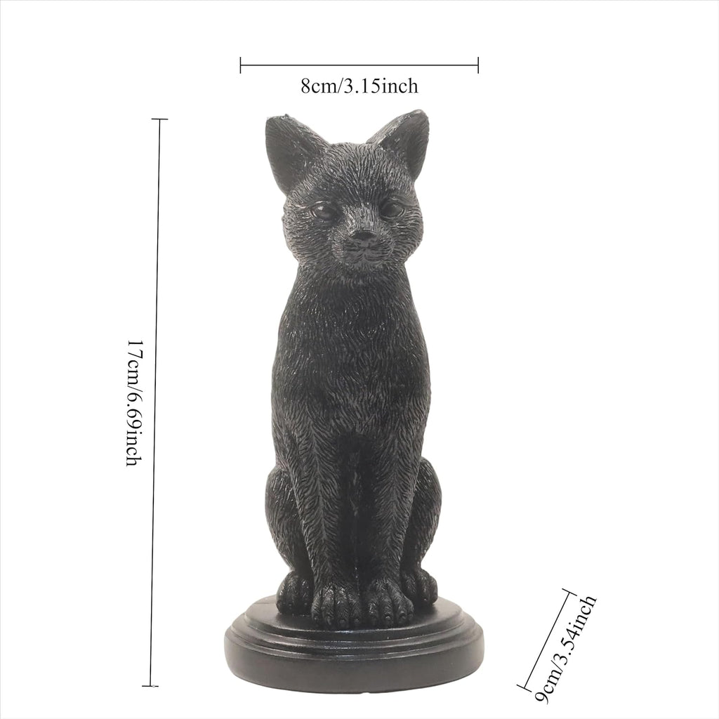 Gothic Black Cat Candle Holder - Resin Statue