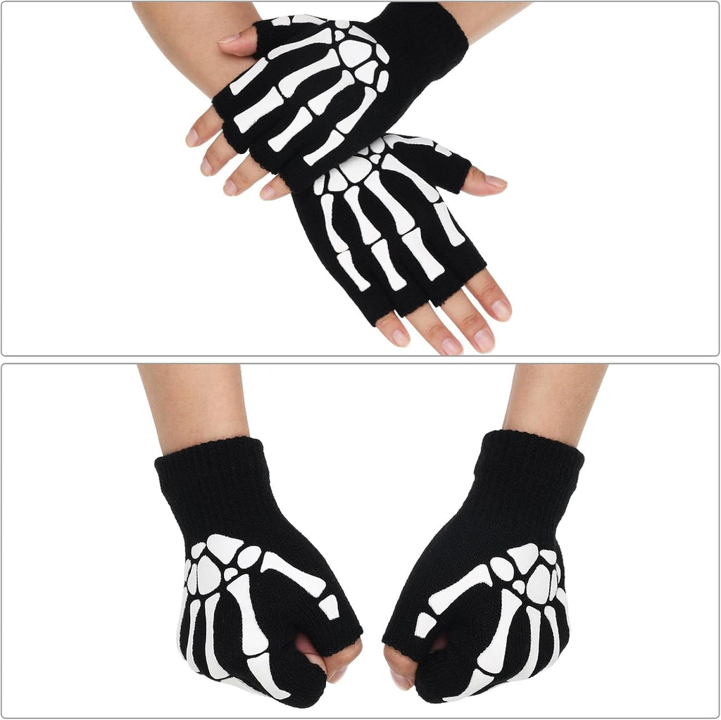 Skeleton Bone Fingerless Gloves