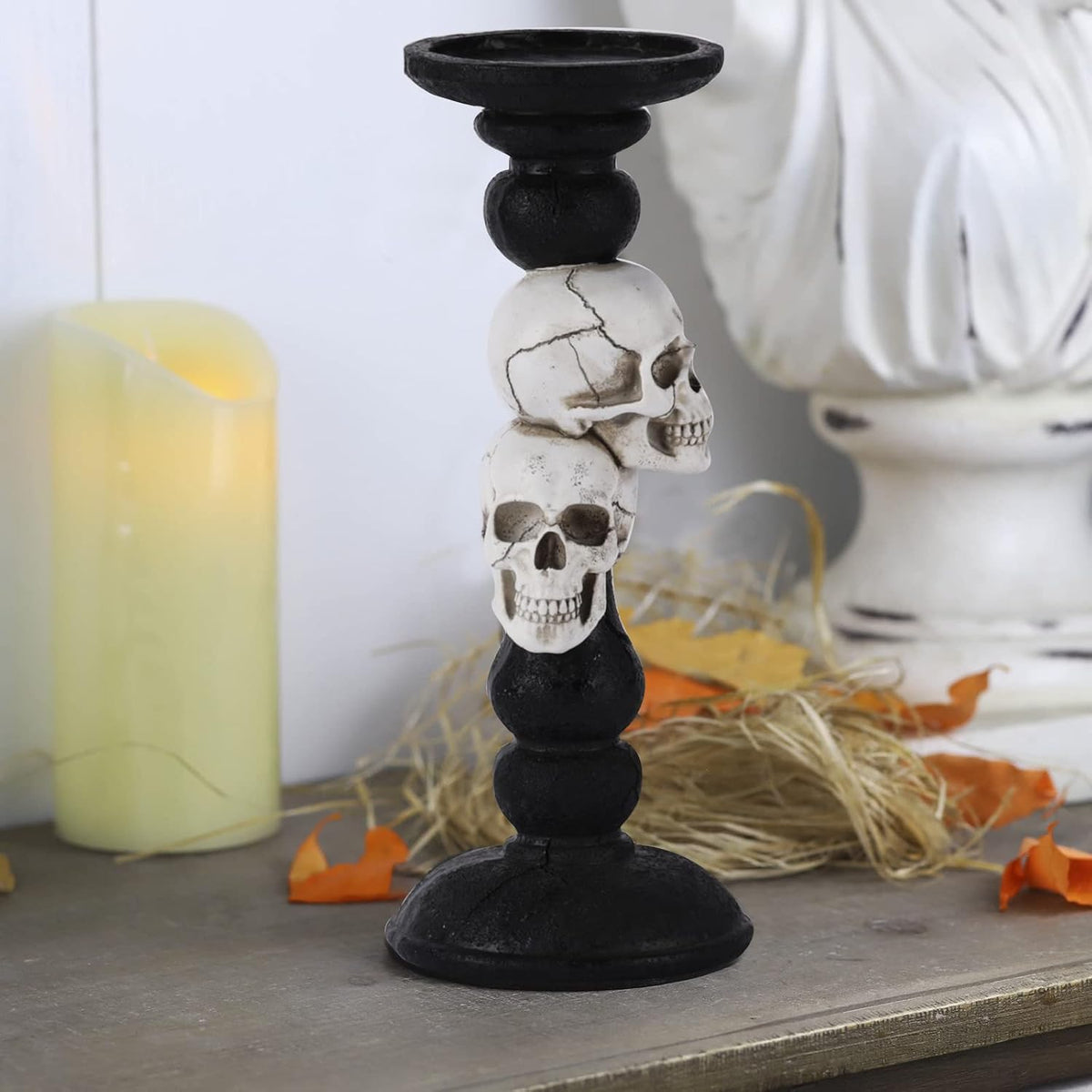 Skull Pillar Candle Holder