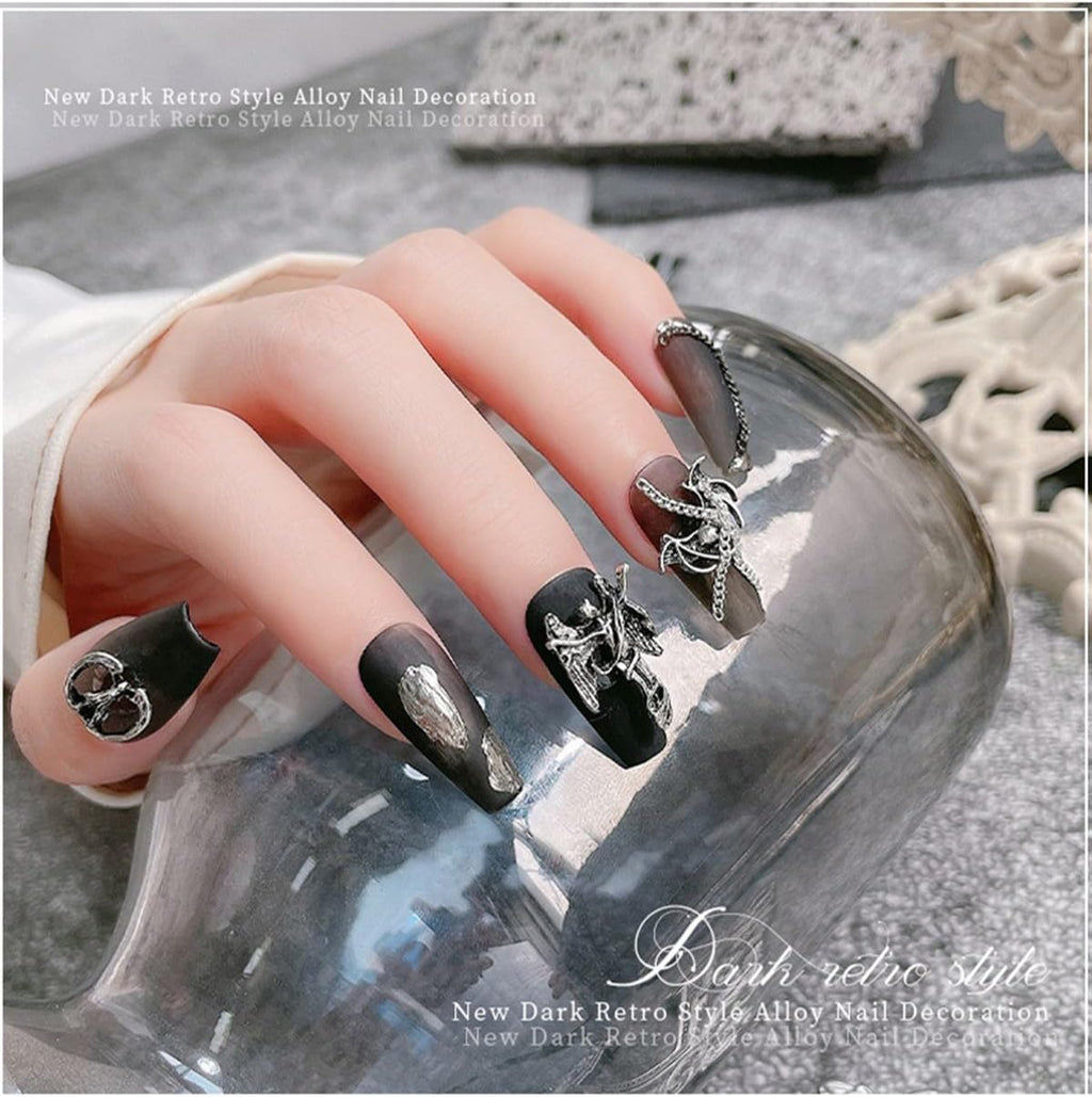 Antique Silver Skull Nail Charms, 30 Piece