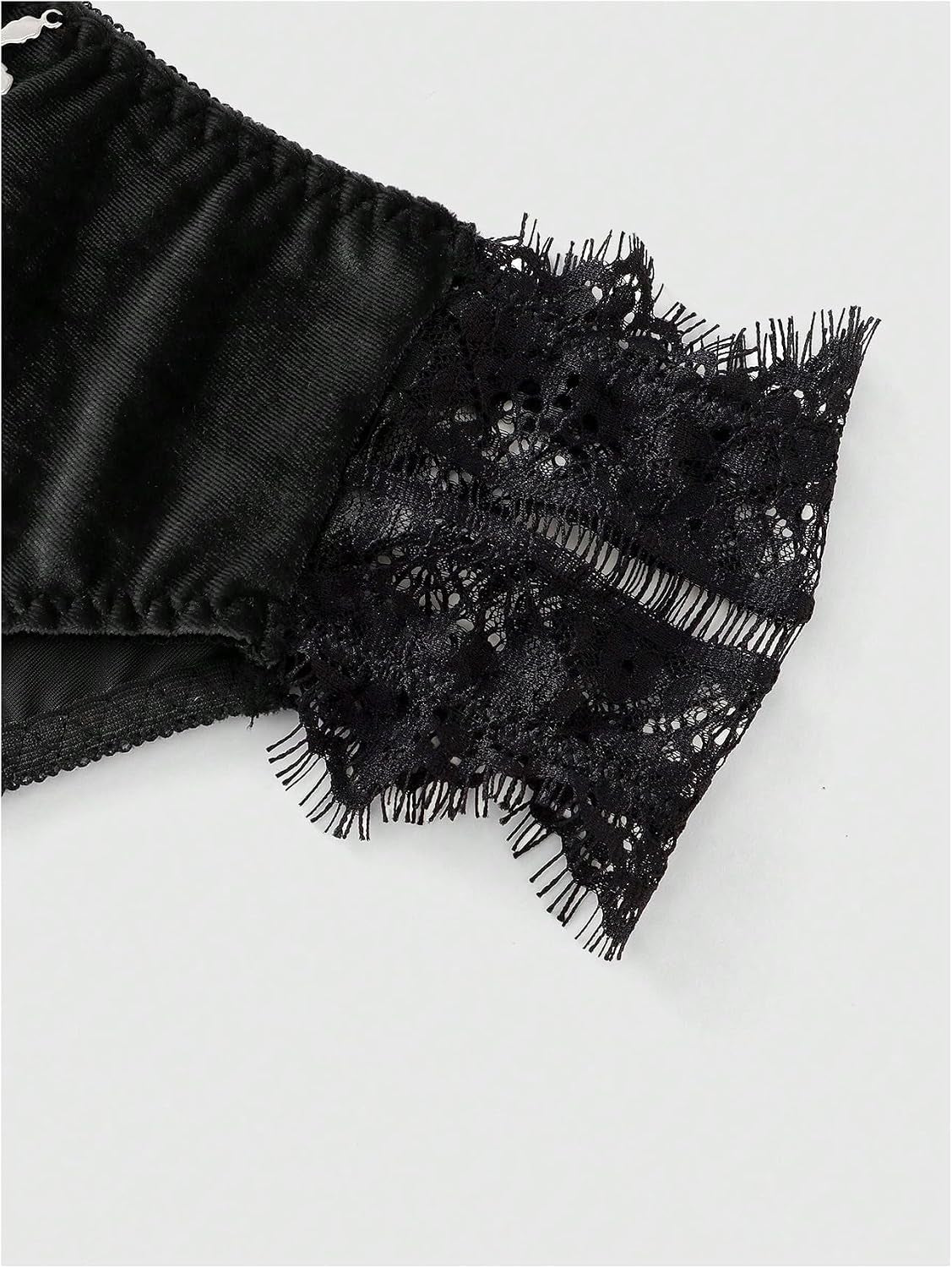 Women'S Gothic Velvet Lace Panties and Bra Set 2 Piece Lingerie