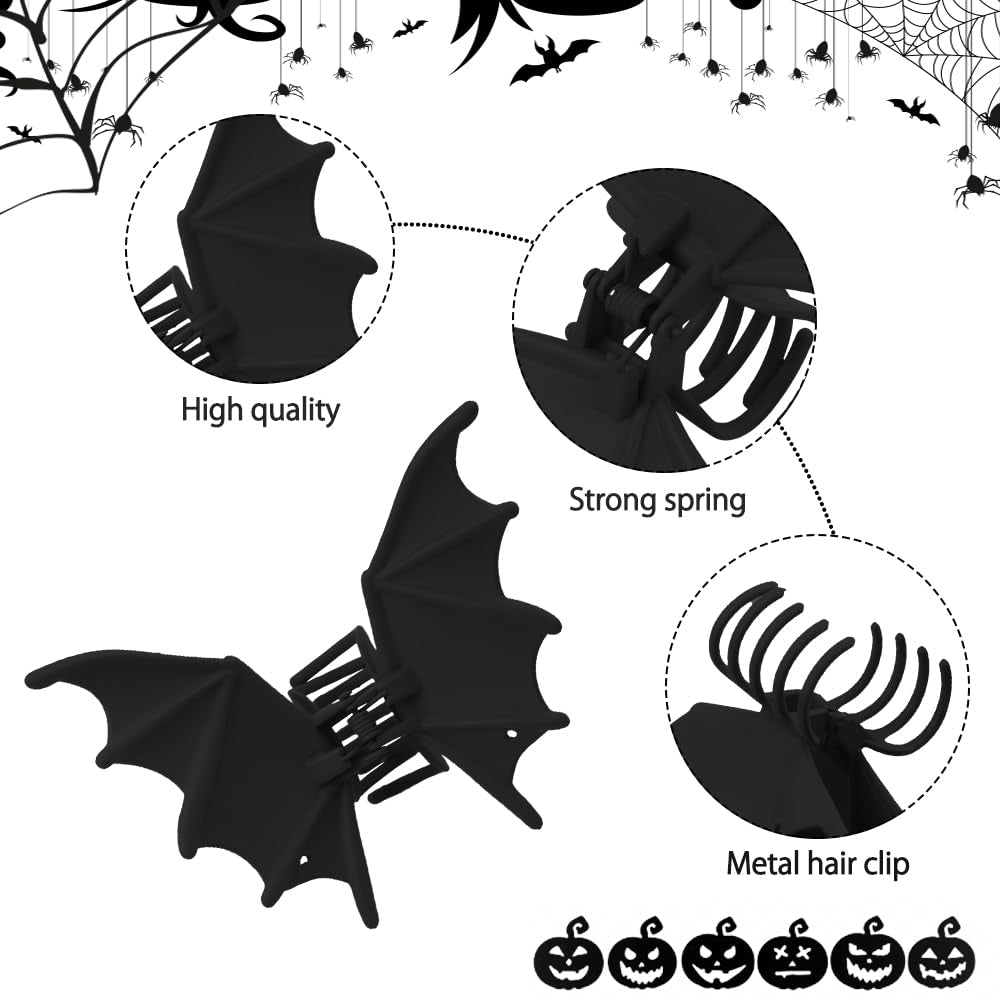 Matte Black Bat Hair Claw Clip