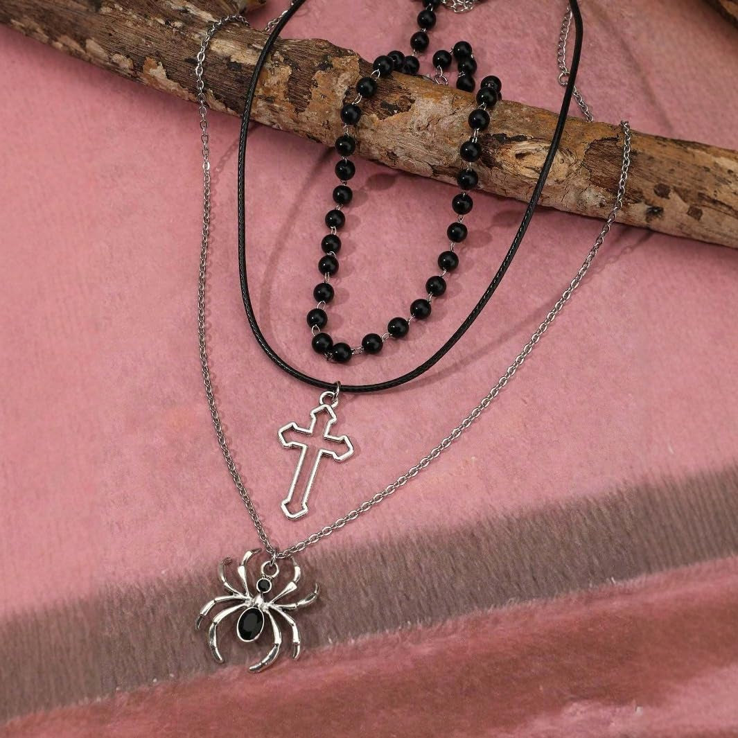 Gothic Bat, Crow and Spider Necklace Set - 3 Pack