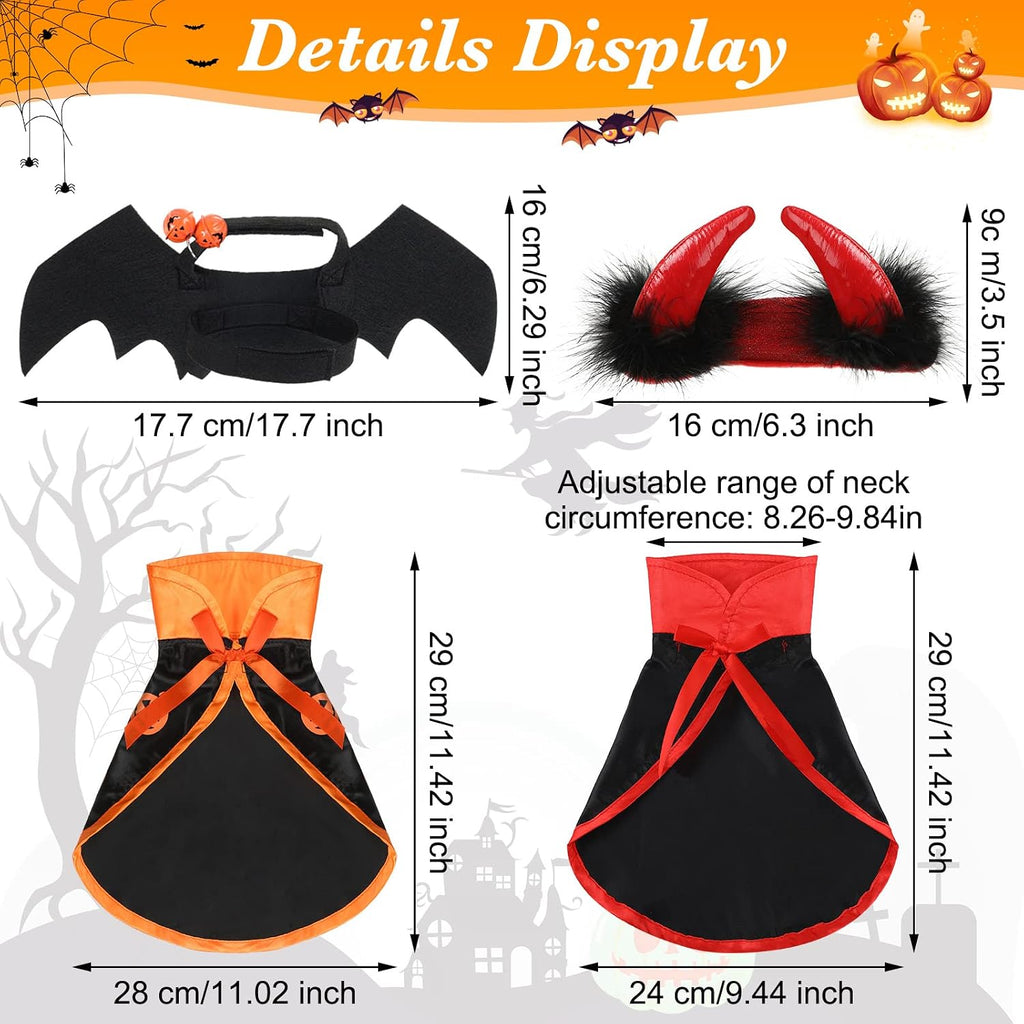 5-Piece Vampire Witch Bat Wings Halloween Costume Set for Cats and Small Dogs