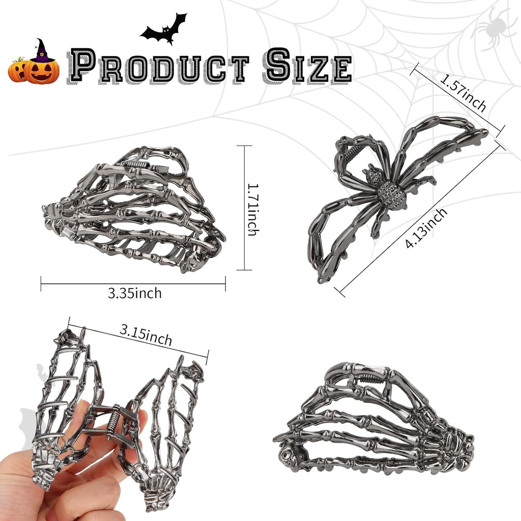 Large Spider Metal Hair Claw Clips, 4 Piece
