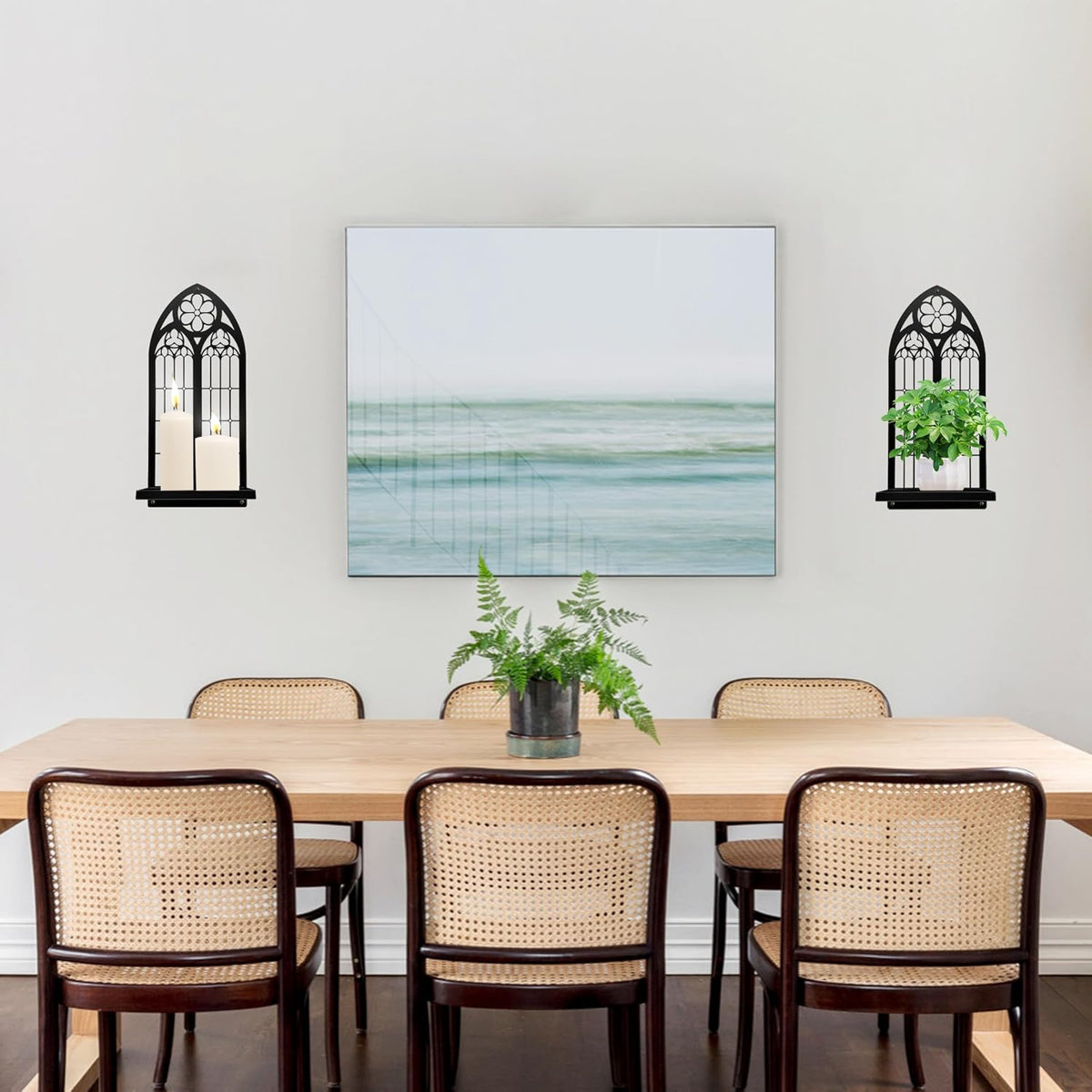 Gothic Arch Wall Sconces - Set of 2, Black Metal
